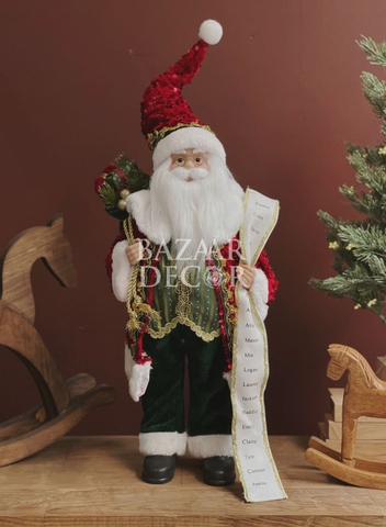 ,Ông già Noel 60cm. Áo choàng Royal đỏ xanh đính kim sa (Kích thước từ chân đến chóp nón)
