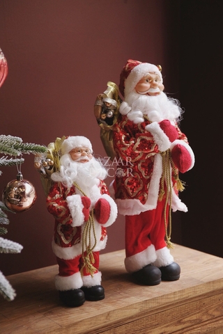 Ông già Noel Áo choàng đỏ vàng Sequin lấp lánh 45cm 60cm (Kích thước từ chân đến chóp nón)