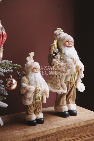 Ông già Noel Áo choàng lông vàng kem Sequin 45cm 60cm (Kích thước từ chân đến chóp nón)
