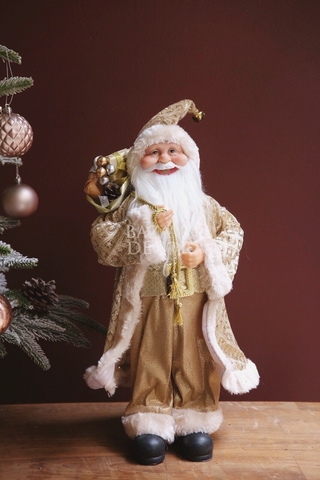 Ông già Noel 60cm -  Áo choàng vàng đồng họa tiết