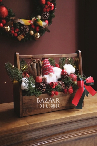 Centerpiece Hunter khay gỗ có quai xách 9x30x25cm | Quà tặng