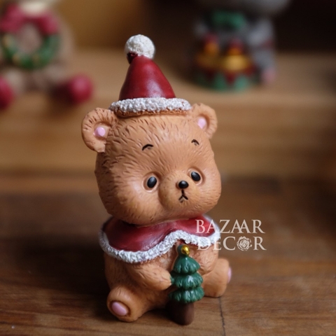 Mô hình mini 5cm Gấu rụt rè | Phụ kiện Noel Khu rừng phép thuật