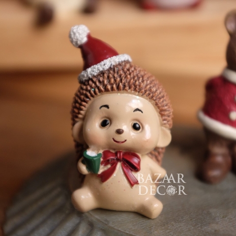 Mô hình mini 5cm Nhím vui vẻ | Phụ kiện Noel Khu rừng phép thuật