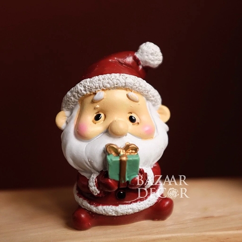 Mô hình mini 5cm Ông già Noel tặng quà | Phụ kiện Noel Khu rừng phép thuật