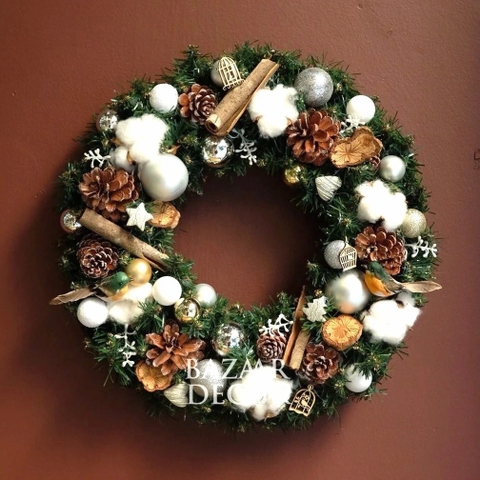 Vòng nguyệt quế 40cm Winter Pearl