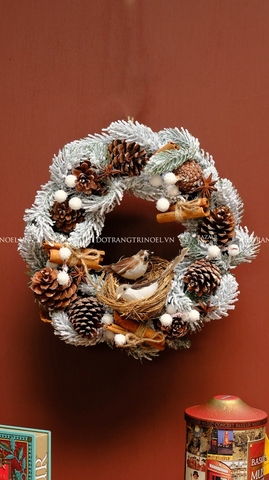Vòng nguyệt quế 30cm Snowy Woodland