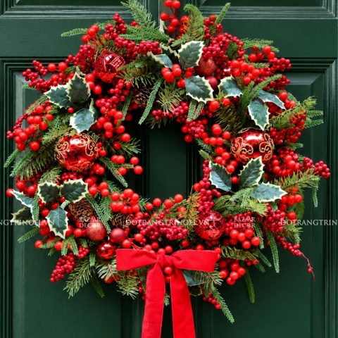 Vòng nguyệt quế 55cm Holly & Berries