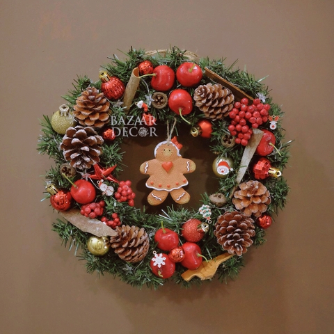 Vòng nguyệt quế 30cm Cherry Garden - tặng kèm dây đèn ngôi sao