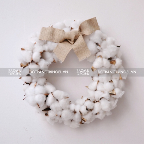 [Nhận đặt ≥10 cái] Vòng hoa khô Snow Cotton size 30