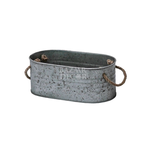 Xô nhôm thiếc oval quai thừng M | 14x25x10cm