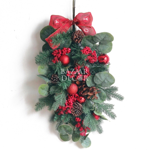 Cành thông treo cửa 50cm Red Christmas
