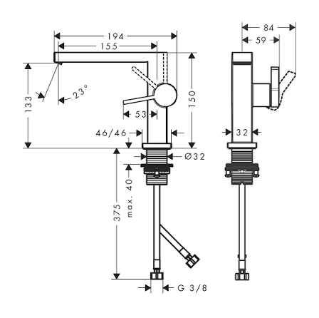 Vòi rửa mặt Hansgrohe Tecturis E 73020000 nhập khẩu