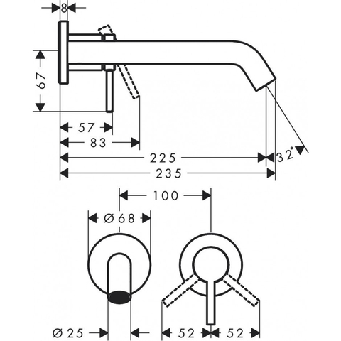 Vòi Rửa Mặt Âm Tường hansgrohe Tecturis S 73351000