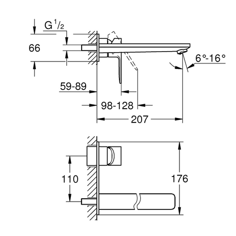 Vòi Rửa Mặt Âm Tường Grohe 23444AL1 Màu Đen Nhám
