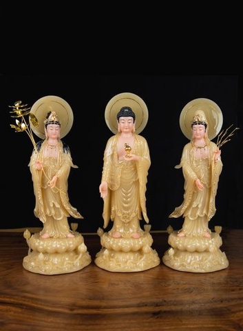 Tượng Phật Tây Phương Tam Thánh (1 Bộ)_Bột Đá