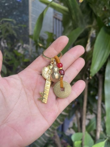 Móc Khoá Mở Kho Tài Vận- Tình Duyên-Chìa Khoá Cá Song Ngư-8cm