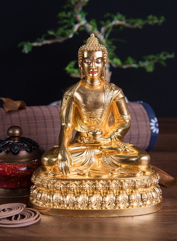 Tượng Phật A Di Đà_Chất liệu Đồng Kim Sắc_Cao 15cm