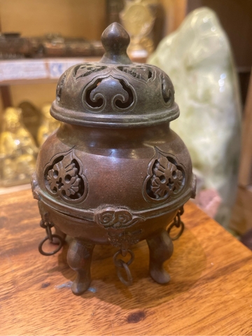 Lư Xông Khói Lư Đồng Hình Núi_20x9,5cm