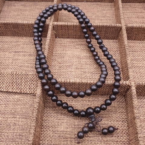 Chuỗi Gỗ Hắc Đàn Đen_8 ly_108 Hạt