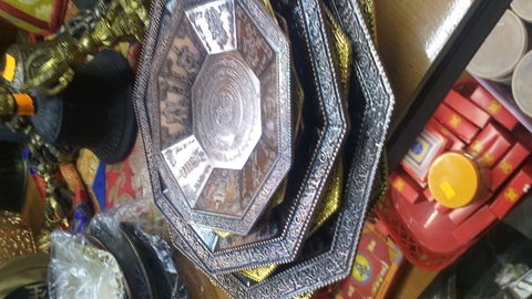 Đĩa Cúng Khói Lục Giác (Loại Trung )18x18cm_Nâu