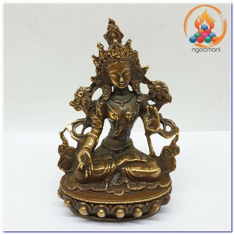 Tượng Tara Bạch Độ Mẫu Bồ Tát_Chất liệu Đồng Trơn_Cao 15cm