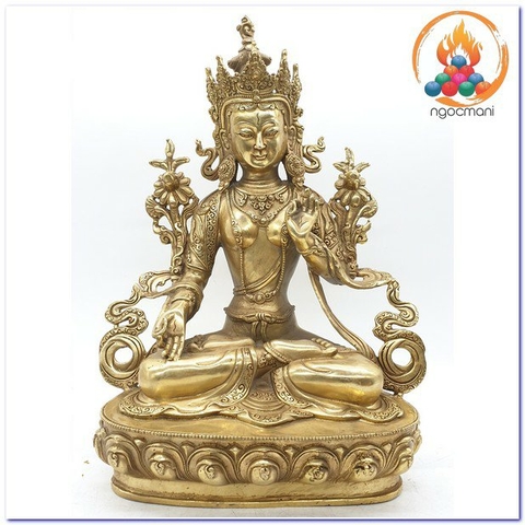 Tượng Tara Bạch Độ Mẫu Bồ Tát_Chất liệu Đồng Trơn_Cao 30cm