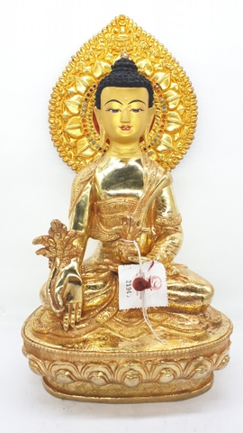 Tượng Phật Dược Sư_Chất liệu Đồng Nepal Phun Gold_Cao 40cm