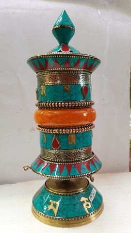 Kinh Luân Để Bàn Đính Đá Lam Ngọc_25x10cm