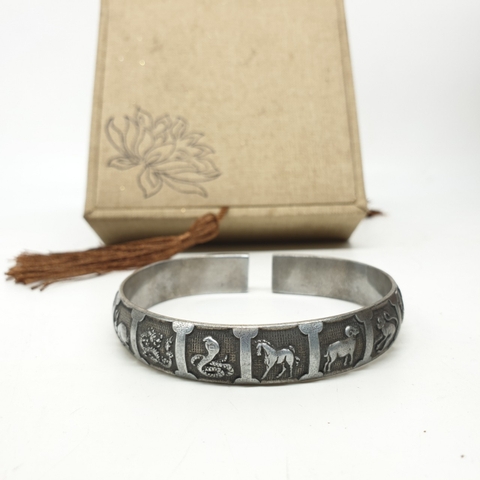 Vòng Tay Khắc 12 Con Giáp_Chất liệu Bạc_13mm