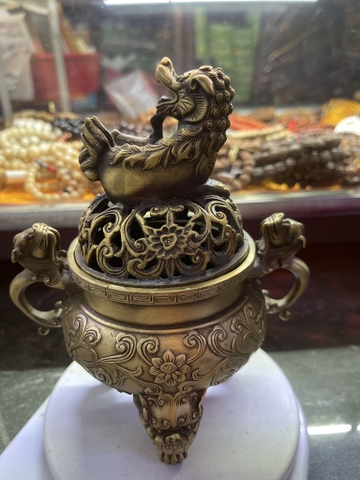 Lư Xông Khói  Đỉnh Kỳ Lân-18x15cm-735gr