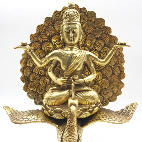 Tượng Khổng Tước Minh Vương_Chất liệu Đồng_Cao 26cm