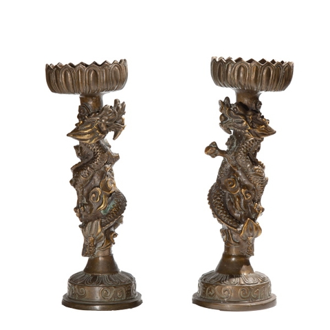 Chân Đèn Rồng Quấn_22cm_Tượng Phong Thủy