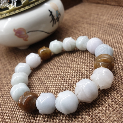 Chuỗi Đá Ngọc Phỉ Thúy Hình Sen Đeo Tay_14ly