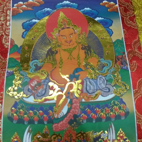 Tranh ThangKa Hoàng Thần Tài Dzambala_35x20cn