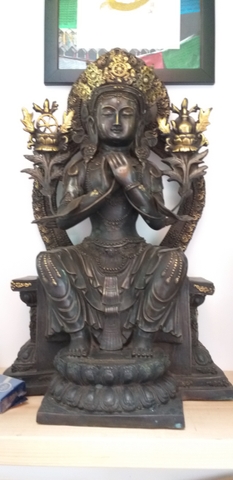 Tượng Di Lặc Bồ Tát Mật Tông_Chất liệu Đồng Trơn_Cao 70cm