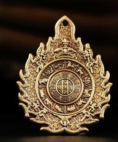 Mặt Đeo Lửa Cửu Cung Văn Thù Nhỏ_Chất liệu Đồng_30x22mm