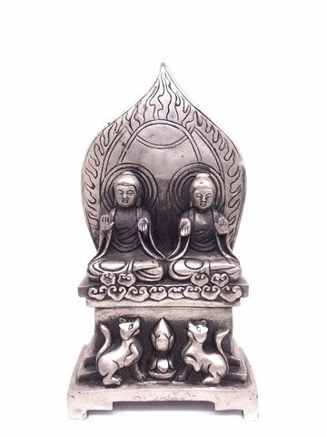 Tượng Phật Đa Bảo_Chất liệu Đồng Mạ Bạc_Cao 24cm