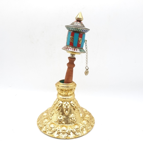 Kinh Luân Quay Tay Đính Đá Lam Ngọc Hàng Thủ Công Nepal_23x5 cm