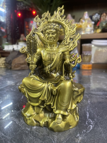 Tượng Bất Động Minh Vương Ngồi_Đồng Vàng-Vòng Lửa-24x14cm-2200 gr