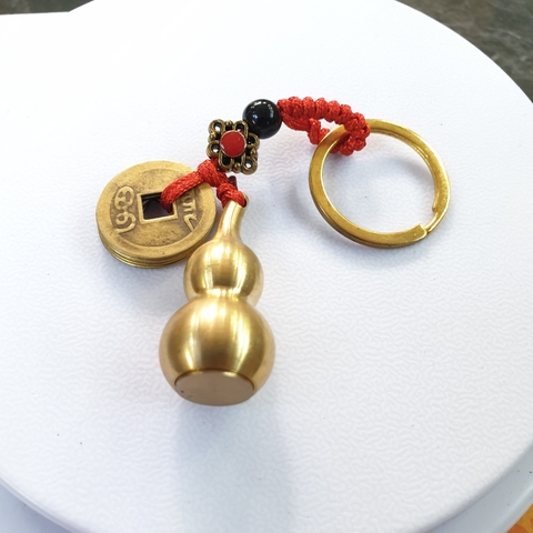 Móc Khóa Hồ Lô Kết Hợp 5 Đồng Xu_10x2cm