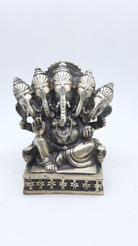 Tượng Thần Voi 5 Đầu_Chất liệu Đồng Mạ Bạc_Cao 12cm