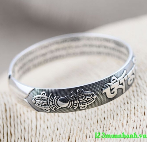 Vòng Tay Lục Tự  Omani (2 Đầu Chày)_Chất liệu Bạc_14mm