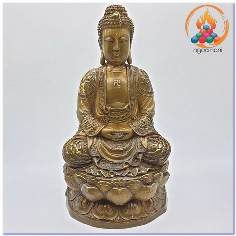 Tượng Phật A Di Đà_Chất liệu Đồng Trơn_Cao 30cm