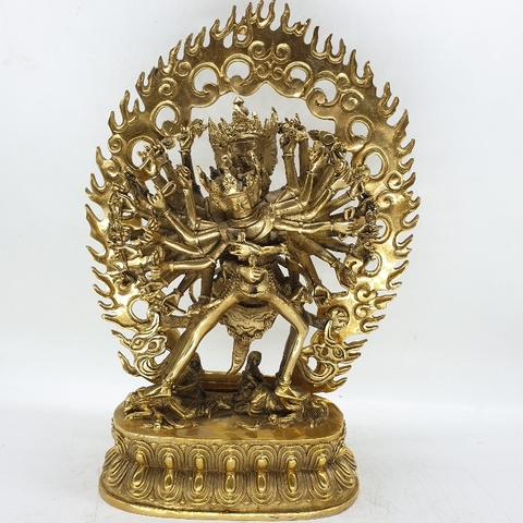 Tượng Phật Kim Cương Thời Luân Kalachakra_Chất liệu Đồng Trơn Vàng_Cao 29cm