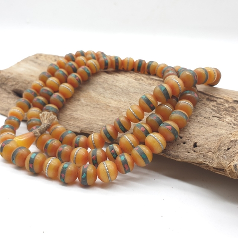 Chuỗi Xương Trâu Yak Đá Lam Ngọc_10-10,5 Ly_108 Hạt