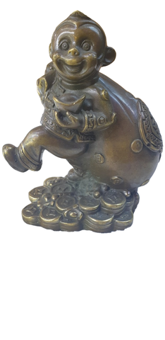 Khỉ Kéo Túi Đứng Tiền_13cm_Tượng Phong Thủy