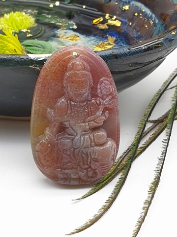 Mặt Phật Bổn Mệnh Phổ Hiền Bồ Tát_Đá Màu Đỏ_49x31mm