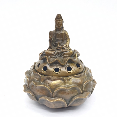 Lư Xông Khói Quan Âm Bồ Tát Ngồi Sen_20x22cm