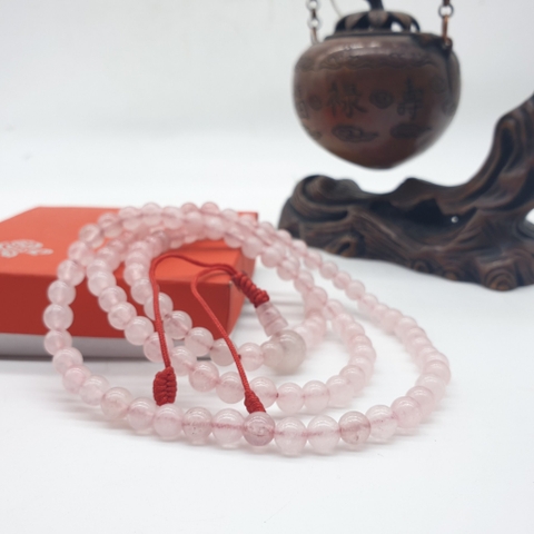 Chuỗi Đá Thạch Anh Hồng_ 8 Ly_108 Hạt