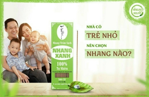Nhang Trầm Hương Cao Cấp (Nhang Xanh)_2 Tấc_Hộp Nhỏ 70 Cây